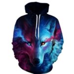 Men's 3D Wolf Printed Hoodies showcasing vibrant wolf design