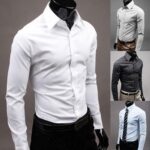 Fashion candy color men's casual long-sleeved shirt