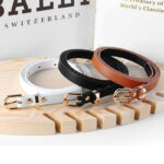 Multicolor Ladies PU leather belt with round alloy buckle
