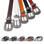 Women's Carved Leather Belt with decorative design