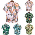 Short-Sleeve Hawaiian Tops with vibrant floral print