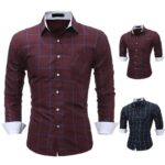 Men's Spread Collar Plaid Shirt