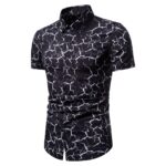 Man wearing a black camouflage Plus Size Men's Short-sleeved Shirt