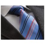 Men's Jacquard Neck Tie blue red black pink lines