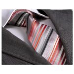 Men's Gray Orange Red Silk Tie in elegant gift box