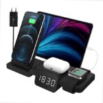 Sleek 5 in 1 Wireless Charger Stand with Alarm Clock