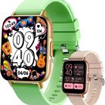 Smart Watch for Men Women with Pink and Green Bands