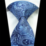 Metalic Blue Paisley Silk Tie for men