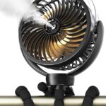 6000mAh battery operated portable misting fan with light