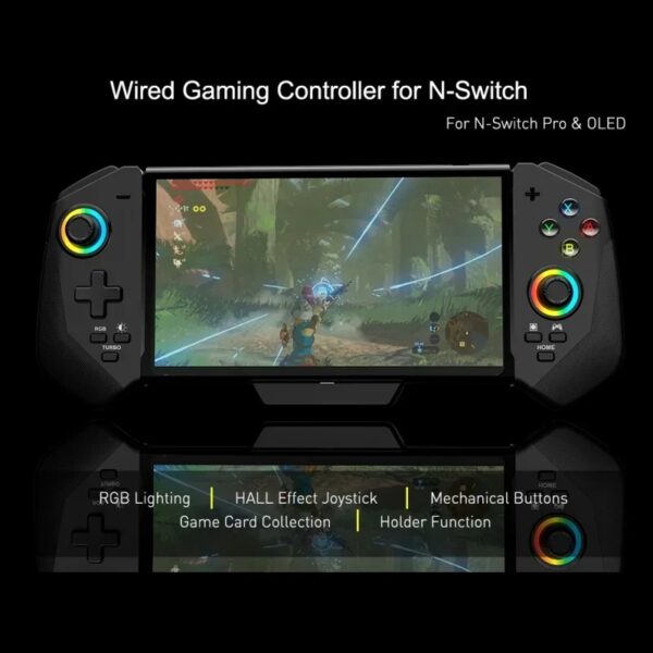 Wired Game Controller for Switch & Switch OLED – Plug-In Joypad with 6-Axis Gyroscope, RGB Lighting, Turbo & Vibration Support - Image 2