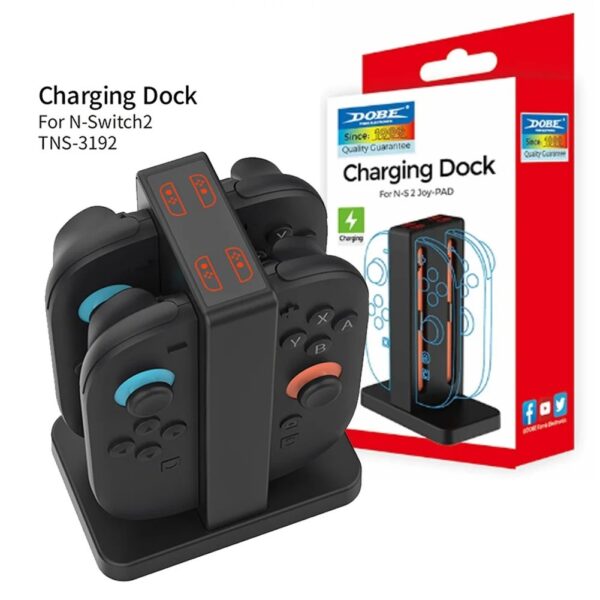 4-in-1 Magnetic Charging Dock for Nintendo Switch 2 Joy-Con – Fast Charge Station with LED Indicator & Beep Reminder