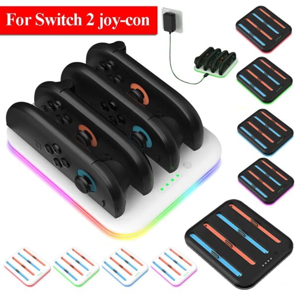 4-in-1 Charging Dock Station for Nintendo Switch 2 Joy-Con Controllers – LED Indicator, Compact Charger Stand with Cable - Image 6
