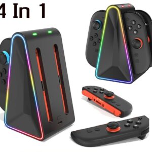 4-in-1 Triangle Charging Dock for NS2 Controllers – RGB LED Lighting, Fast Charge Base with Indicator & Smart Protection