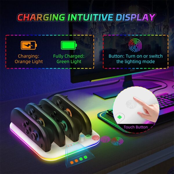 4-in-1 Charging Dock Station for Nintendo Switch 2 Joy-Con Controllers – LED Indicator, Compact Charger Stand with Cable - Image 5
