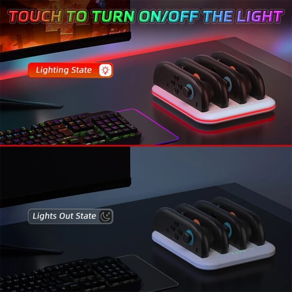 4-in-1 Charging Dock Station for Nintendo Switch 2 Joy-Con Controllers – LED Indicator, Compact Charger Stand with Cable - Image 2