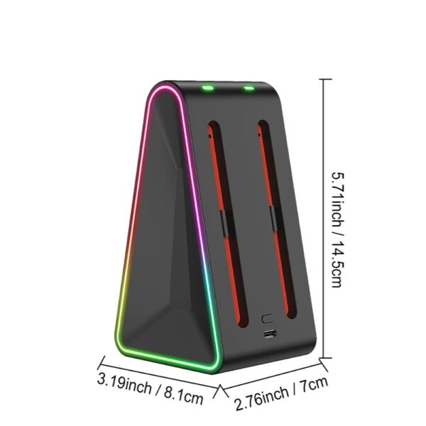 4-in-1 Triangle Charging Dock for NS2 Controllers – RGB LED Lighting, Fast Charge Base with Indicator & Smart Protection - Image 2